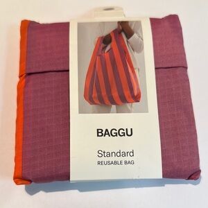 BAGGU Standard Reusable Bag NWT Orange & Mauve Stripe